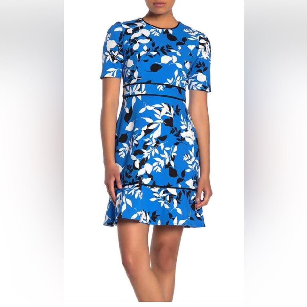 Floral Blue and Black Dress